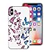 Produktbild CE-Link iPhone X Hülle Weiche Silikon Transparent Handyhülle Durchsichtig Schutzhülle Rotierendem Ring Ultra Dünn Slim Backcover mit Fingerhalterung Ständer Silicone TPU Bumper Crystal Kirstall Klar Clear Handy Tasche Schale Etui Weich Handytasche Kreative Motiv Muster für Apple iPhone X / iPhone 10 5.8 Zoll 2017 Case Cover - Blauer Schmetterling