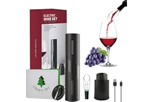 HaoBon Tire-Bouchon Electrique Rechargeable Avancé, Cadeau de Vin Complet, Carte de Vœux Inclus, Tulipe Verseur & Aérateur, Coupe-Capsule, Bouchon sous Vide, Ouvre Bouteille Automatiques Amélioré