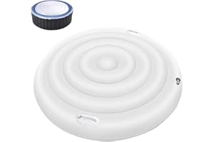 Kocusu Inflatable Hot Tub Lid 5.2FT,Hot Tub Cover Inflatable with Handle,Foldable Hot Tub Lid Round Thicken,Rainproof and Tear Resistant for Outdoor Inflatable Hot Tub,Quick and Easy Inflation,160CM