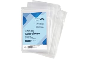 RAYLU PAPER - Auto Zip-påsar, 100-pack återanvändbara genomskinliga plastpåsar, flera användningsområden, tillverkade i Europa (7 x 10)