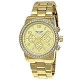 Elegante Pure Time® Damen-Uhr Strass Analog Quarz Armband-Uhr in Gold Chronograph Optik Uhr