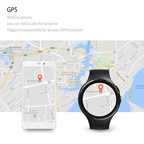 Diggro DI06 sia lo Smartwatch sia lo Smartphone, Supporto NANO SIM Card , Android 5.1 Quad Core RAM/ROM 1GB+16GB, Supporto WIFI e Rete 3G, 2.0MP 720p HD Camera, GPS , Cardio Frequenzimetro, Pedometro, Distanza, Calorie, Monitor Sonno, Anti-Perso, Notifiche APP, WhatsApp, Facebook, Twitter, Instangram, Musica Player, Impermeabile