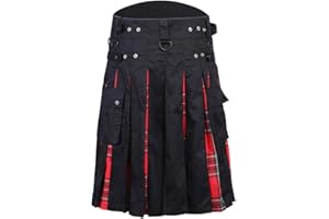 Heflashor Herren Schottischer Kilt Traditioneller Schottenrock Karomuster Kilt Mittellanger klassischer Rock Kleid Highland