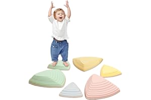 E-Solem Pietre di Fiume per Bambini Pietre di Equilibrio, Corsi di Ostacoli Indoor ed Outdoor Giocattoli Sensoriali Promuovere Equilibrio Coordinamento e Forza, Regalo per Età 3+ (Macaron 6 PZ)