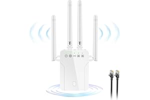 GREATZER Répéteur WiFi Puissant 1200Mbps Amplificateur WiFi Double Bande 5GHz&2.4GHz WiFi Extender,WiFi Booster avec 2 Ports LAN,Modes Repeteur/Client/AP,WPS,Câble Réseau RJ45,Compatible avec Tous Les Routeurs