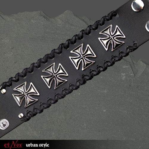 ECHT etNox – Armband “Iron Crosses“ Leder, Zinklegierung