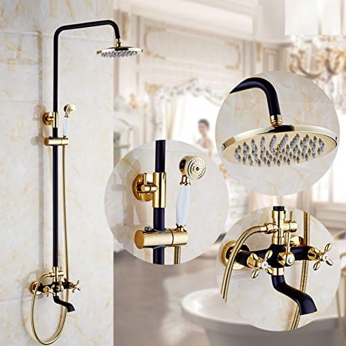 Navy blue Luxury Rain Shower Systems, Wall Mounted Shower Combo Shower Sets with Rain Fall Shower Head and Handheld Set Full Body Coverage Easy to Clean and Install
