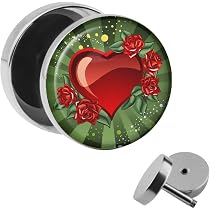 Treuheld Ohrstecker 'La Catrina' – Fake-Plug, 10 Mm, Silber/grün/weiß, Aus Edelstahl 316L