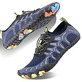  Badeschuhe Herren Barfussschuhe Strandschuhe Schwimmschuhe Wasserschuhe Schnell Trocknend Surfschuhe Aquaschuhe für Wassersport Bootfahren Yoga Fitness Outdoor Trekking Rutschfest(Blau/366,39 EU)