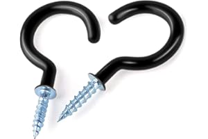 WKTRSM Ganchos Techo de Taza Gancho Colgador de Tornillo de Copa para Uso en Interiores y al Aire Libre, 30 Piezas (Negro)