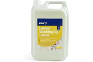 Clearly Washing Up Liquid, 5L, Concentrated Dishwashing Liquid, Lemon Fragrance Dish Washing Liquid, Stain-Removing Washing Soap for Dishes, Showers, Glass, Surfaces and More