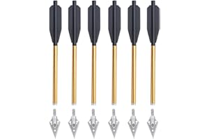 Toparchery - Pernos de Ballesta de Pistola de 6.25 Pulgadas con Puntas de Cabeza Ancha, Mini Flechas de Ballesta para Caza, Flechas de Aluminio,Paquete de 6