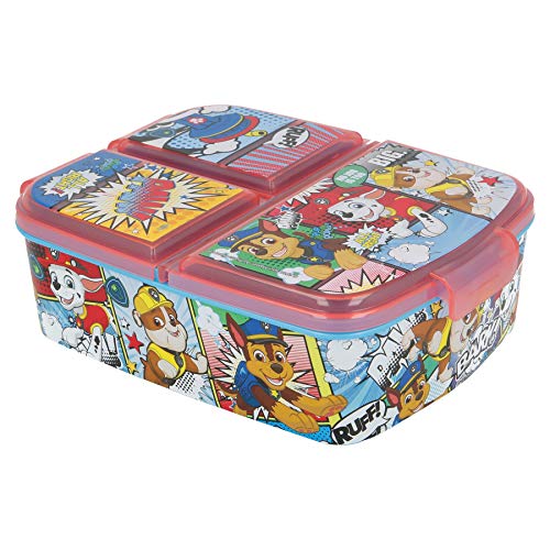 Paw Patrol Kinder Brotdose mit 3 Fächern, Kids Lunchbox,Bento Brotbox für Kinder - ideal für Schule, Kindergarten oder Freizeit - 3