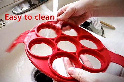 Miaogo Pancakes Form omelette Fixator making tool, Fantastic AS SEEN ON TV NEW, Nonstick Silikon Ei Ring Pfannkuchen maker （rot） - 6