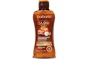 Babaria - Olio luminoso Formato Viaggio, Acceleratore dell'abbronzatura, Idrata, Potenza e Mantiene l'abbronzatura, per pelli molto abbronzate, Resistente all'acqua, 100% Vegano - 100 ml