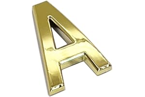 NanTun Numeri civici 3D dorati, lettera A, autoadesivi, 5,1 cm, adesivi per porte e cassette postali, camera d'albergo, appartamento, ufficio, auto, camion