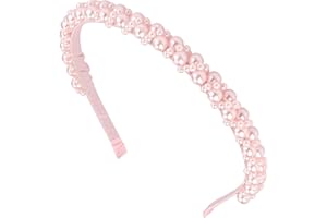 YUNHENTONG Serre Tete Perle, Serre Tete Femme Perle Bandeaux, Serre Tete Mariage, Perles Cerceau de Cheveux, Mode Perle Femmes Bandeau, pour un Usage Quotidien, un Rendez-Vous une Fête (rose, standard)