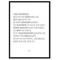 Toiletten-Regeln - Kunstdruck auf wunderbarem Hahnemühle Papier DIN A4 -ohne Rahmen- schwarz-weißes Bild Poster zur Deko im Büro / Wohnung / als Geschenk Mitbringsel... witzige WC Klo-Ordnung