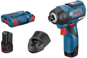 Bosch Professional 12V System Akku Drehschlagschrauber GDR 12V-110 (inkl. 2x Akku GBA 12V 3.0Ah, Schnellladegerät GAL 12V-40l, Einlage Zubehör, Einlage, L-BOXX)