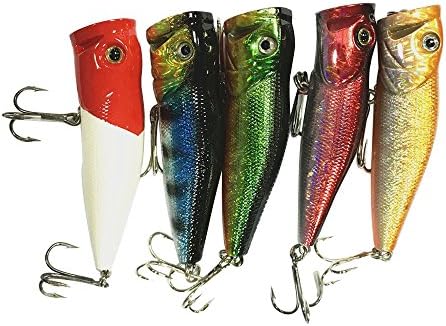 Bestok Fishing Lures Hard Sea Bait Lead Head Lures Bass Pike Carp Fishing Tackle Sharp Treble Hook Crankbaits (5Pcs 7cm Fishing Lures)