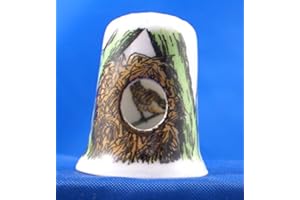 Porcelain China Collectable Thimble - Peephole Wren in Nest by Birchcroft China