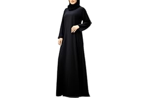 DESERT DRESS Plain Black 2-Pieces Dubai Abaya Ladies Womens Prayer Clothes Loose Travel Hajj Umrah Full Cover Hijab Mosque Musolla School Free Shawl (FBA Prime)