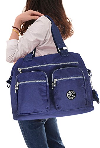 Womens Fashion 2 IN 1 Multipockets Hobo Style Tote Bag Casual Shopper Purse Handbag Nylon Water-resistant Cross-body Shoulder Messenger Bag Ladies Travel Beach Carry-All Tote