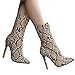 Produktbild ZHRUI Frauen High Heels Schuhe, Pumps Schlangenleder Muster Stiefel Spitz Stiefel mit Reißverschluss dünne Stiefel Herbst und Winter Stiefel