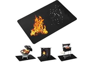 Dhqkqg Alfombra Barbacoa Exterior, 100 X 120 CM Alfombra Ignifuga Barbacoa, Estera de Barbacoa, BBQ Grill Mat, Esterilla para Barbacoa, Resistente Al Calor hasta 1022 °C, para Campings o Acampadas
