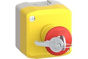 Schneider Electric - Harmony XAL - boite jaune arrêt urgen rouge - pouss tourn à clé - 1F+2O - Ø40 - XALK188G