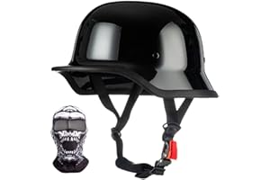 XYYYM Mezzo Casco Moto Vintage Tedesco Casco a Faccia Aperta Retrò Omologato ECE, Berretto Donna Uomo Adulto Fibbia a Sgancio Rapido Regolabile, Scooter Crociera Bicicletta, 57~64cm