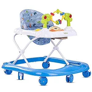 GoodLuck Baybee Round Baby Walker for Kids | Music & Light Function with 3 Position Height Adjustable kis Walker,Fun Toys & Activities for Babies (Lite Blue)