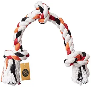 The Dogs Company Cotton Rope Bone Dog Chew Toy 3 Knots, Puppy Teething Toy, 14 inches, Colour May Vary