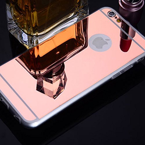 iPhone SE Hülle, iPhone 5S Spiegel Hülle Mirror Case, Ukayfe Spiegel TPU Schutzhülle Silikon Handyhülle Tasche Case Cover für iPhone 5 5S Rose Gold Überzug Silikon Schutzhülle Luxus Glänzend Shiny Kristall Strass Rahmen Slim TPU Handy Gehäuse Hülle Ultradünnen Weiche Soft TPU Telefon-Kasten Handyhülle Mirror Spiegelnd Make Up Protective Case Cover Bumper für iPhone SE/5/5S – Spiegel,Rose Gold - 2