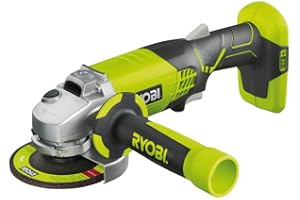 RYOBI - Meuleuse d'Angle Électrique Sans Fil 18V ONE+ Ø115mm - Utilisations sur Métal, Pierre, Parpaing, Ciment et Marbre - Bonne Autonomie - Livrée avec Accessoires - R18AG-0