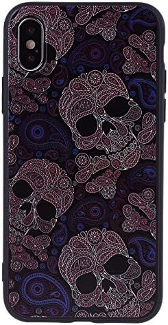CXMALL iPhone X Case, Soft Flexible TPU Gel Silicone Rubber Utral Slim Protective Cover Case for iPhone X 10 5.8 inch (Skulls)