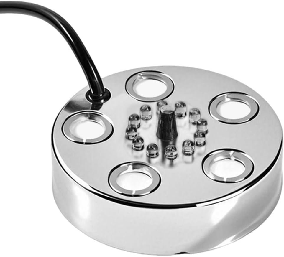 Buhdjfnke Mist Maker,Ultrasonic Water Pond Fountain Fogger 12 LED Light Flashes Stainless Steel Air Humidifier