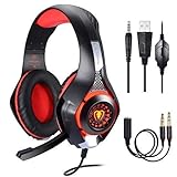 【Claridad de sonido, micrófono de reducción de ruido】Los auriculares para juegos para los oídos vienen con un controlador de 40 mm de alta precisión y un espléndido aislamiento del ruido ambiental, diseñados para proporcionarle un sonido de alta calidad y una reducción de ruido omnidireccional, lo que le permite disfrutar del mundo del juego virtual. El diseño profesional le brinda una experiencia de inmersión. Sonido estéreo de 360   grados, ritmo más claro y fuerte al jugar juegos.