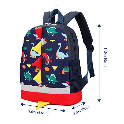 Uworth Sac à Dos Enfant Dinosaure Maternelle Garçons Sac à Dos école (Bleu Foncé)