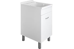 JO-BAGNO.IT Armario lavadero L 45 P 60 ATHENA con pilozzo en resina empotrada eje de lavado y sifón resistente al agua y a la humedad (45 x 60)