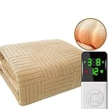Couverture chauffante électrique Douce et Lavable - Chauffe Matelas 180x200 cm - avec 9 Niveaux de température, 1-12h Ajustement Minuterie, Contre la Surchauffe,Jaune,200 * 180cm