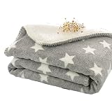 Tamaño: 75X100cm/100X150cm LIMISKY Mantitas para bebés Mantas pequeñas envolventes de bebé niños Mantitas infantiles estrellas suave espeso otoño e invierno para bebé caliente Regalo para bebés 75X100cm/100X150cm