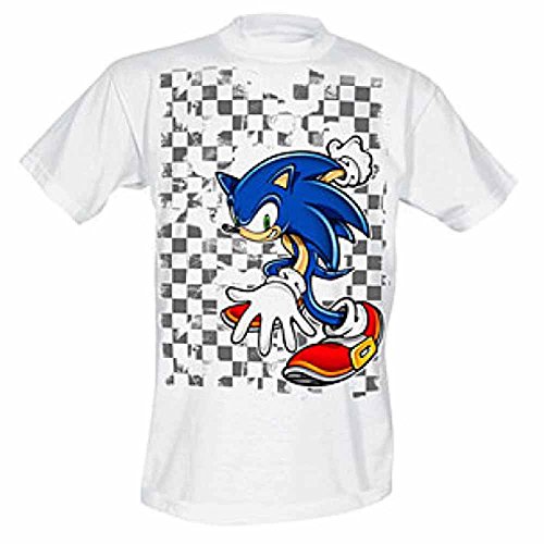 Preisvergleich Produktbild Sonic -L- White, Checkered Background Tee