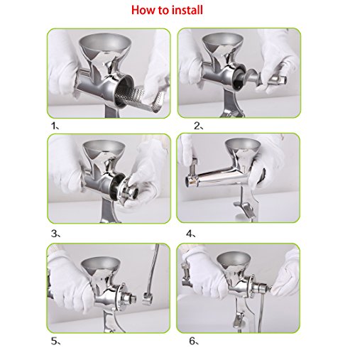 Heavy Duty Hand Manuelle Weizengras Entsafter, DIY Superb Saft Extraktion für weiches Obst Gemüse, Edelstahl Blattgrün Saftpresse - 6