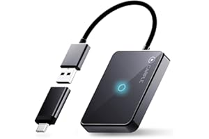 Carple Bezprzewodowy adapter CarPlay, 2025 z Wired CarPlay na bezprzewodową, aplikacja internetowa i aktualizacje OTA, bezstratny tryb audio, USB C/A Plug & Play, kompatybilny z iPhone iOS 10+ i