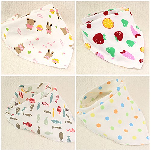 Labebe – Baby Dreieckstuch Lätzchen Spucktuch 10er Pack mit süßen Motiven in unterschiedlichen Farben aus 100% Baumwolle - 7