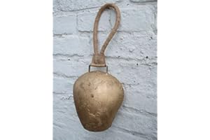 DEKO-IMPRESION Schöne, große Kuhglocke, Glockenschelle, Eisen brossiert, Edelrost, Lederband