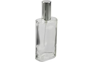 FANTASIA Atomizzatore Brand Fantasy Model Bottle in vetro trasparente, ovale, con pompa di atomizzazione + copertura in argento, per 100 ml, altezza 14 cm