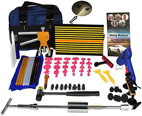 Shitongda 67Pcs Suction Cup Tap Down Slide Hammer Glue Gun Stick Pro Pulling Tabs Kit LED Line Board With Tool Bag For Car Hail Damage Remover
