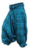 Shopoholic Mode Om imprimé Coupe ample Pantalon Sarouel,Super Confort Yoga pantalon,Hippie - Turquoise Bleu, Taille Unique